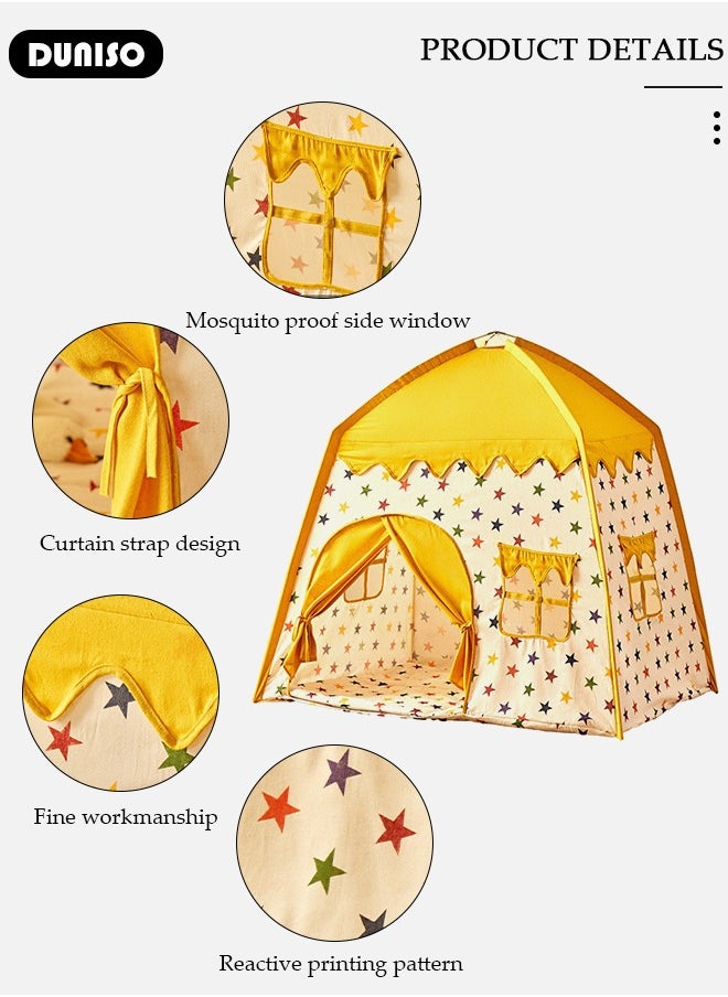 Play Tent for Kids, Washable Children's Tent with Windows, Foldable Kids Playhouse, Castle Tent, Portable Game Tent for Indoor and Outdoor, Outdoor Collapsible Tent for Girls & Boys