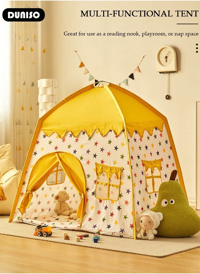 Play Tent for Kids, Washable Children's Tent with Windows, Foldable Kids Playhouse, Castle Tent, Portable Game Tent for Indoor and Outdoor, Outdoor Collapsible Tent for Girls & Boys