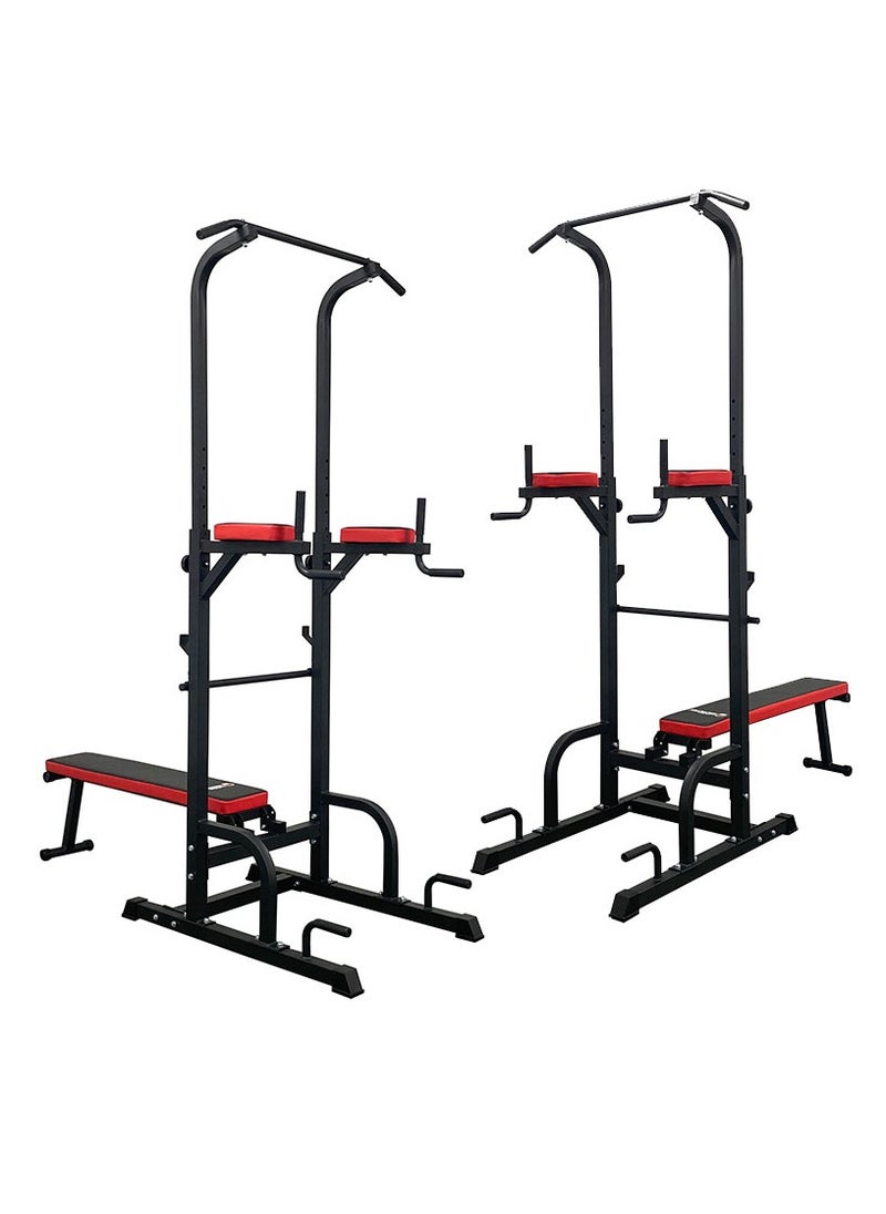 Adjustable Chip Pull Up Bar Rack Dip Bars Gym Lifting Benches Press Weights Exercise Fitness Equipment Home Workout Multi Station Tower, 8 in 1 Half Racks, Foldable Compact Design