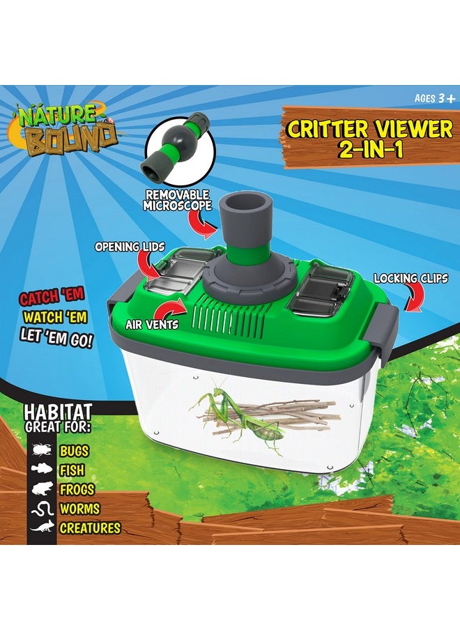 2-In-1 Habitat With Microscope For Insects And Other Critters, Includes Lid With Vents And Removable Portable Microscope