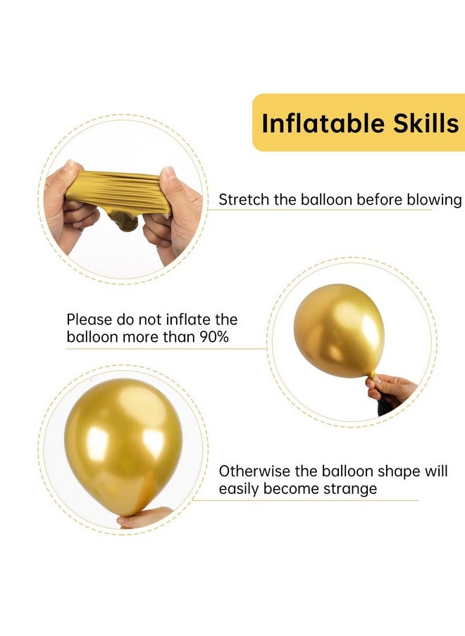 129Pcs Metallic Gold Balloons Latex Balloons Different Sizes 18 12 10 5 Inch Party Balloon Kit For Birthday Party Graduation Wedding Holiday Balloon Decoration