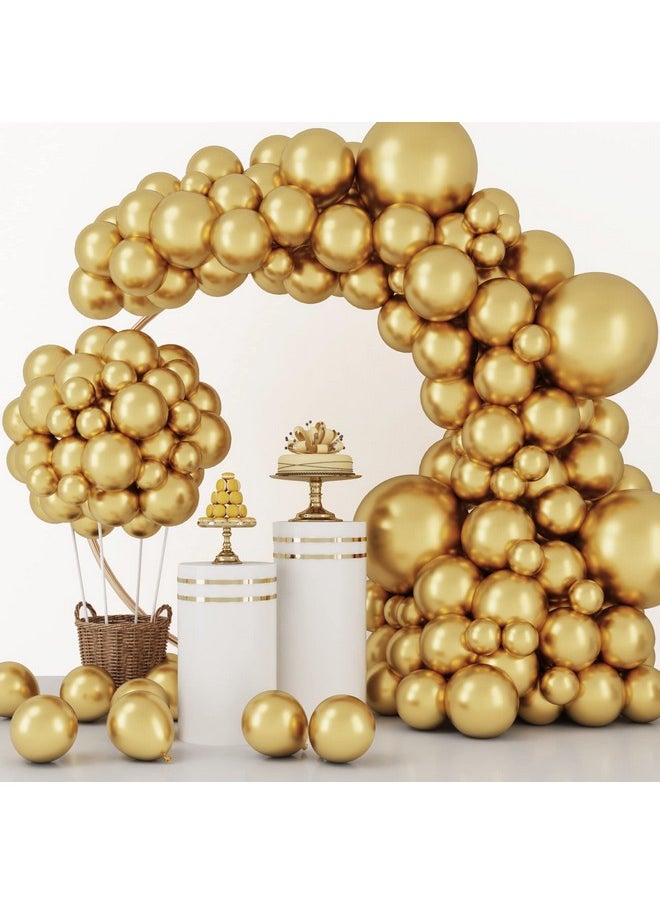 129Pcs Metallic Gold Balloons Latex Balloons Different Sizes 18 12 10 5 Inch Party Balloon Kit For Birthday Party Graduation Wedding Holiday Balloon Decoration