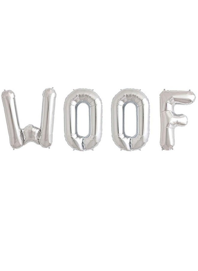 Dog Birthday Party Supplies, Woof Balloons, Woof Balloons Banner For Dog Birthday Party Decorations, Silver