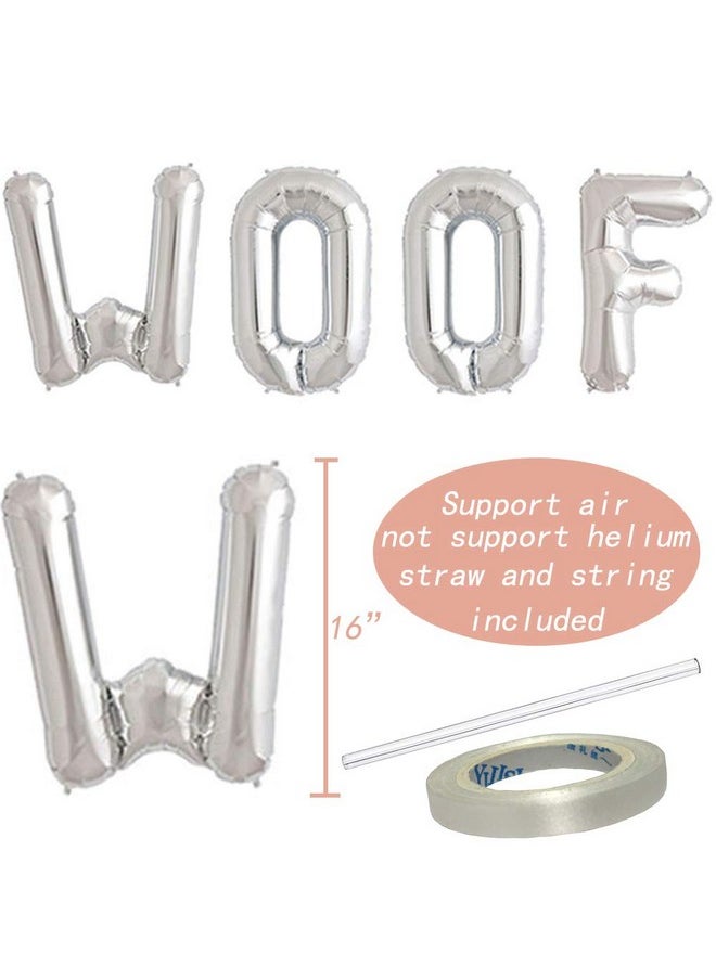 Dog Birthday Party Supplies, Woof Balloons, Woof Balloons Banner For Dog Birthday Party Decorations, Silver