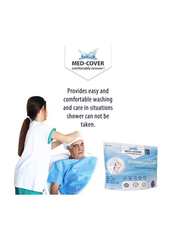 MED-COVER 6 x No Rinse Shampoo Cap from Medoffice - Waterless Easy Hair Wash - Allergen Free - Neutral Hair pH - Enriched Formulation with Vitamin E, ProVitamin b5 and Aloe-Vera