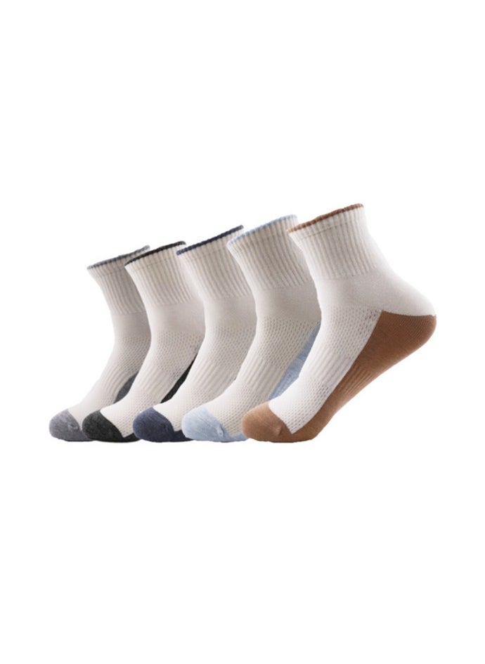 Mid-Length adult Socks, Sweat-Absorbent And Breathable Sports Socks, Cotton Mid-Length Socks For All Seasons, 5 Pairs