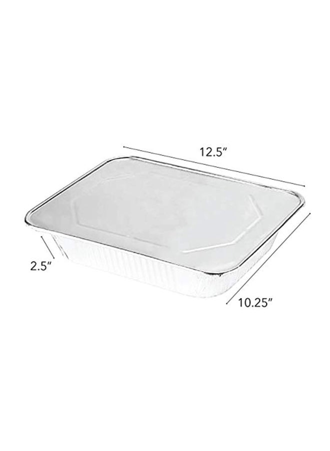 25-Piece Disposable Steam Table Deep Pans Silver 12.5x10.2x2.5inch