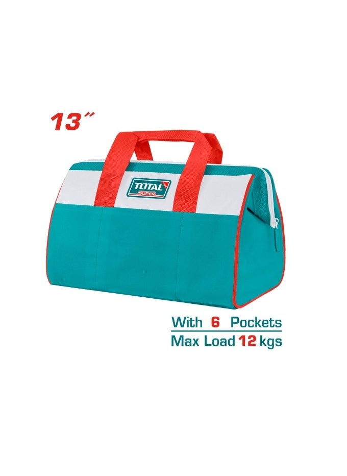 Total 13-Inch Tools Bag with Rigid Frame – Durable Storage for Tools, Max Load 12kg, External Pockets for Extra Storage