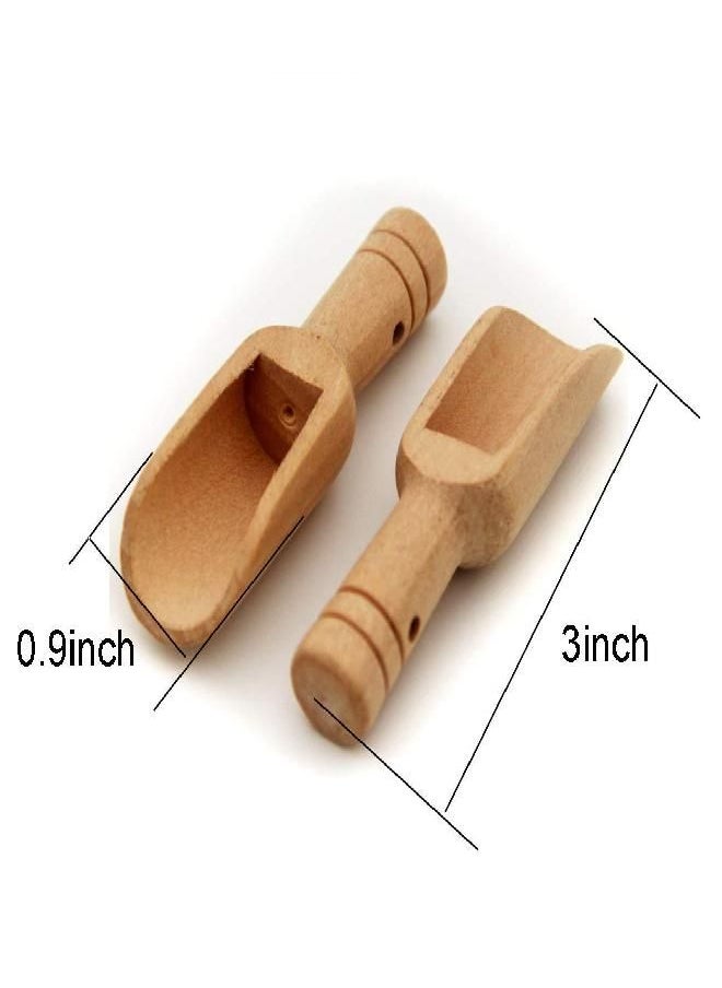 6 PCS Mini Wooden Scoops Bath Salt Spoon 3 Inch Long for Bath Salts, Candy, Spices, Laundry Detergent, Tea, Coffee Beans