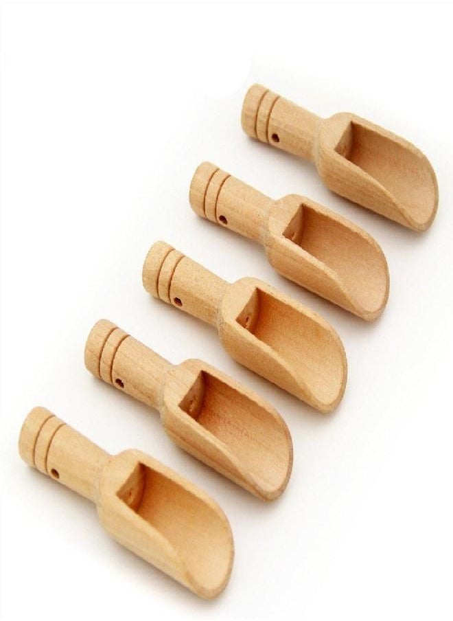 6 PCS Mini Wooden Scoops Bath Salt Spoon 3 Inch Long for Bath Salts, Candy, Spices, Laundry Detergent, Tea, Coffee Beans