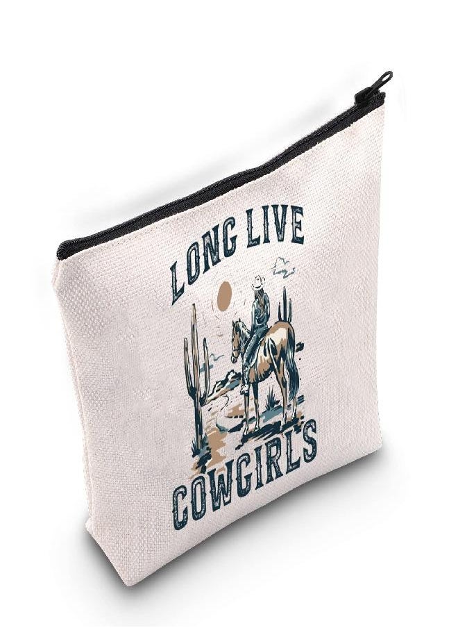 BLUPARK Western Country Southern Cowgirls Gift Western Women Long Live Cowgirls Cosmetic Bag Western Bags Western Rodeo Zipper Pouch (Long Live Cowgirl)