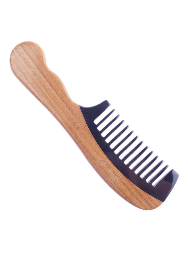 Wavy Handle Wide Tooth Hair Comb Brown/Blue