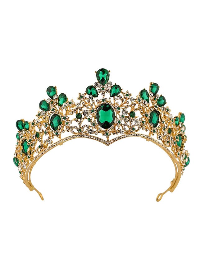 Wedding Tiara With Crystal Crown Gold/Green