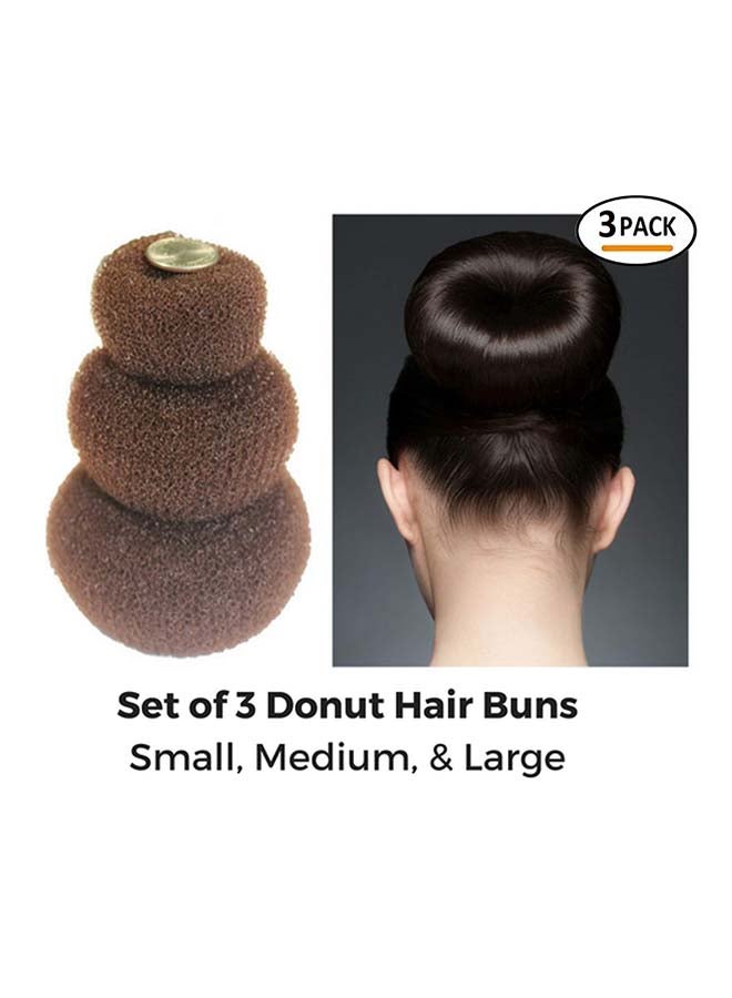 3-Piece Donut Hair Bun Maker Set Brown