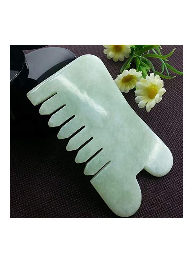 Natural Jade Stone Gua Sha Face Massage Hair Comb Green