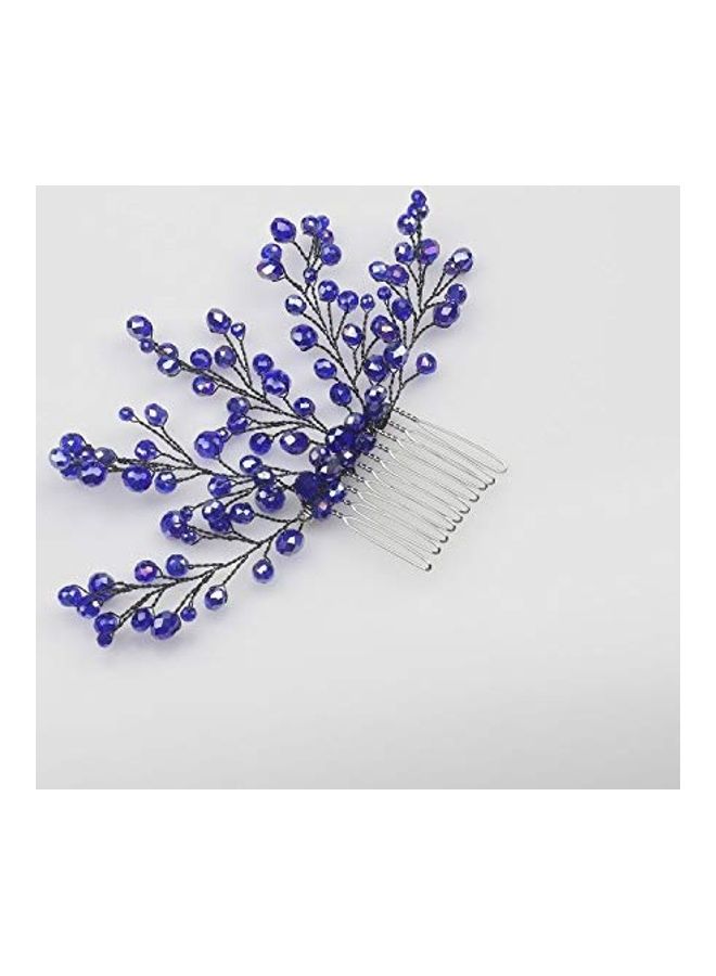 Rhinestone Vintage Hair Comb Clip Blue