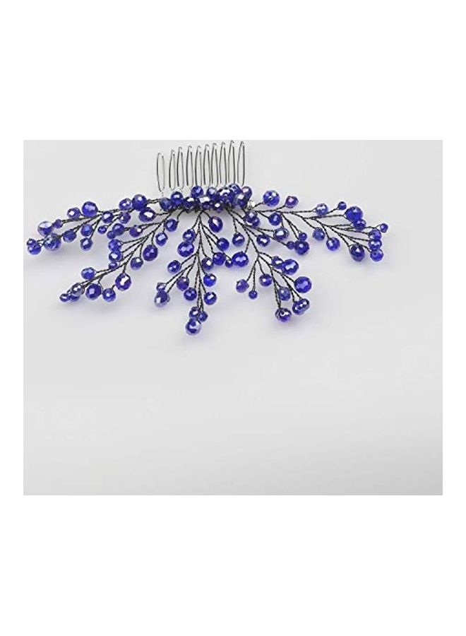 Rhinestone Vintage Hair Comb Clip Blue