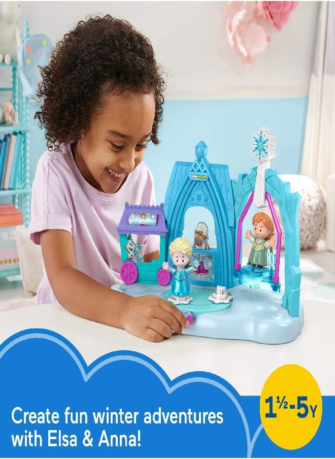 Disney Frozen Arendelle Winter Wonderland by Little People, ice skating playset with Anna and Elsa figures for toddlers and preschool kids