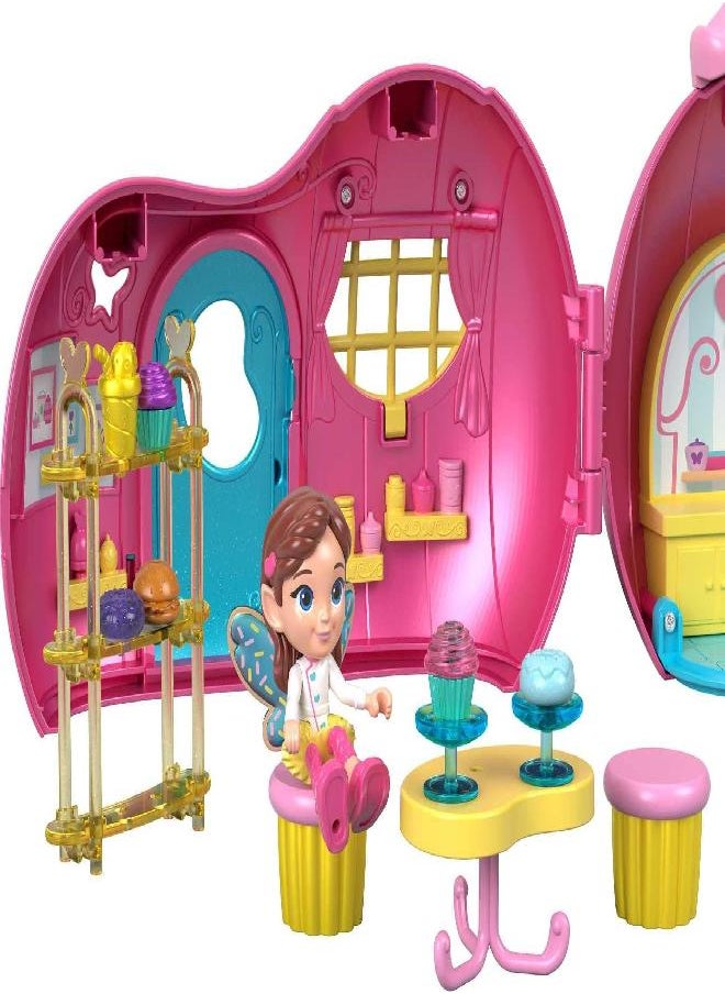 Fisher-Price Butterbeans Café Playset On-The-Go Café with Character Figure & 20 Accessories for Pretend Play Ages 3+ Years