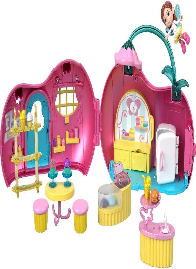 Fisher-Price Butterbeans Café Playset On-The-Go Café with Character Figure & 20 Accessories for Pretend Play Ages 3+ Years