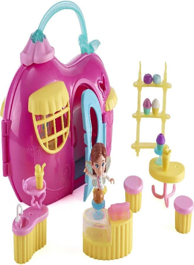 Fisher-Price Butterbeans Café Playset On-The-Go Café with Character Figure & 20 Accessories for Pretend Play Ages 3+ Years