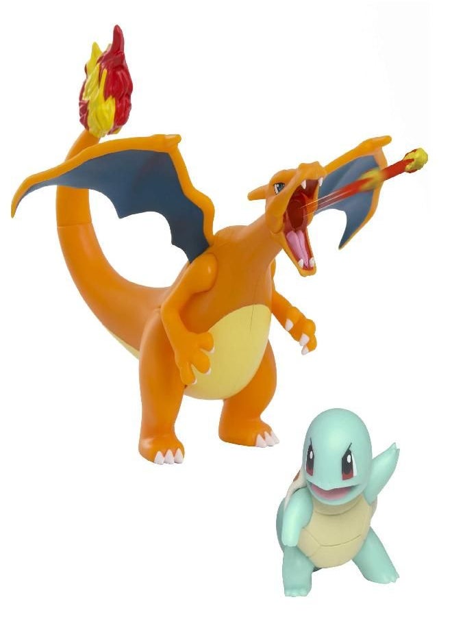 Pokemon Fire and Water Battle Pack - Includes 4.5 Inch Flame Action Charizard and 2