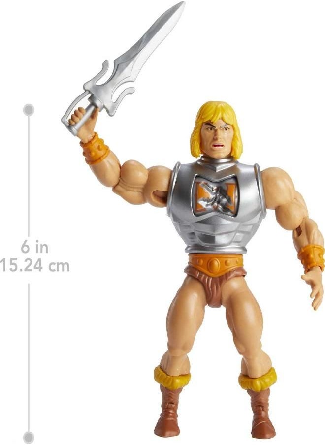 Masters of the Universe Origins Deluxe He-Man 5.5-in Action Figure, Battle Character for Storytelling Play and Display, Gift for 6 to 10-Year-Olds and Adult Collectors