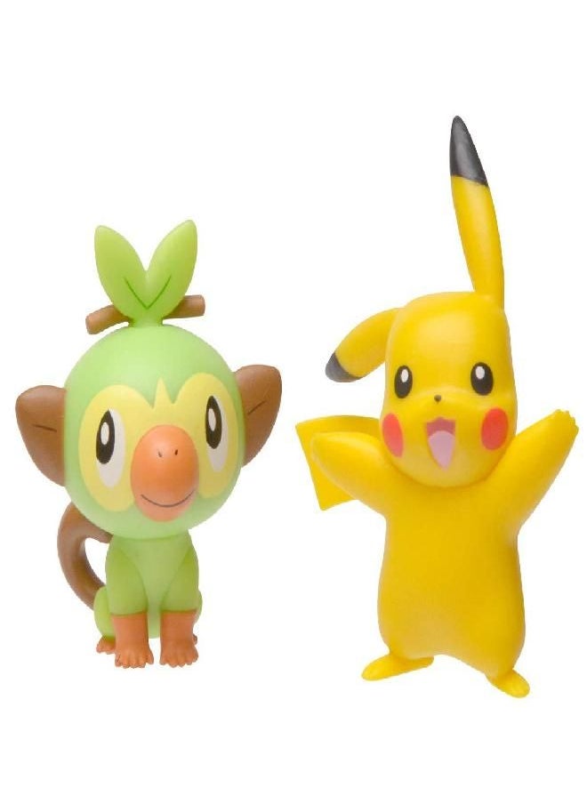 Pokemon New Sword and Shield Battle Action Figure 2 Pack - Pikachu and Grookey 2-Inch Figures