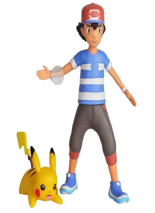 Pokemon 4.5-Inch Feature Battle Action Figure, Features Ash and Launch into Action 2-Inch Pikachu