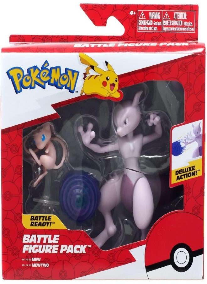 Pokemon Battle Figure Set 2 Pack Mew and Mewtwo Deluxe Action Ready