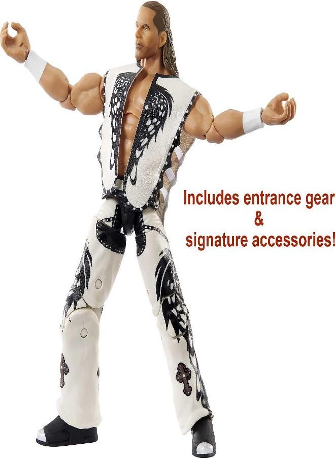 WWE Shawn Michaels Wrestlemania Elite Collection Action Figure with Entrance Attire & Vince McMahon Build-A-Figure Pieces, 6-in Posable Collectible Gift for WWE Fans Ages 8 Years Old & Up