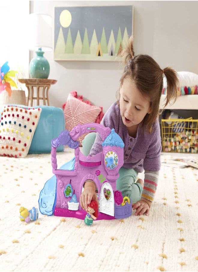 Disney Princess Toddler Toy Little People Play & Go Castle Portable Playset with Ariel & Cinderella Figures for Ages 18+ Months