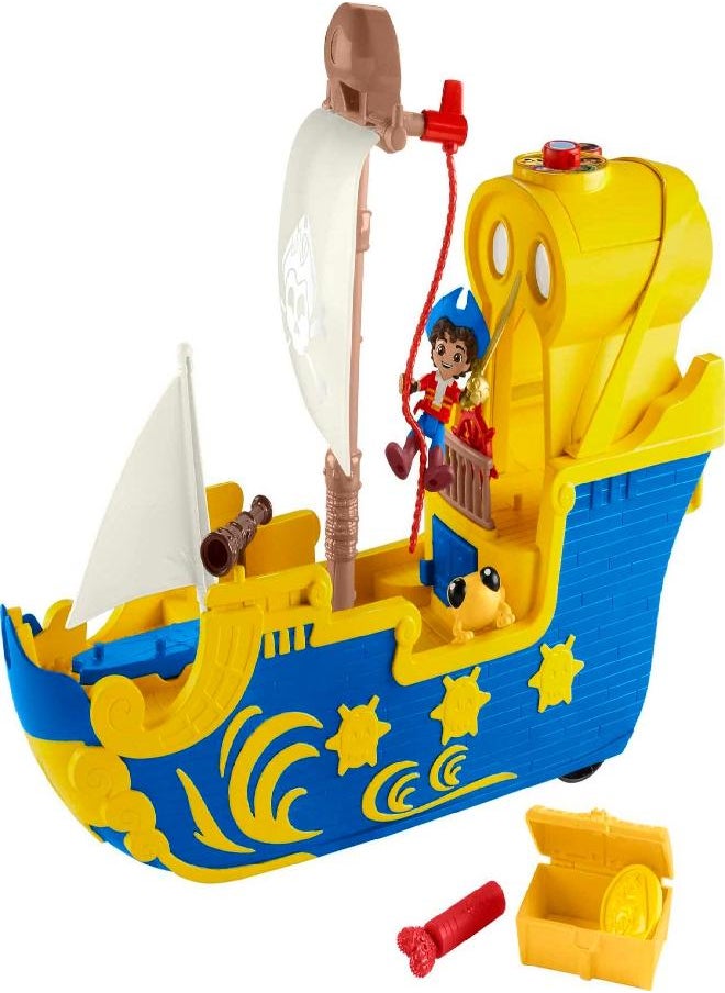 Fisher-Price Santiago of the Seas Pirate Ship Lights & Sounds El Bravo Playset with Santiago Figure for Ages 3+ Years