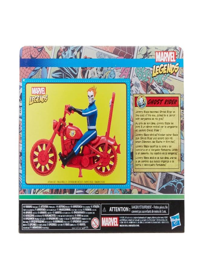 Marvel Legends Series Retro 375 Collection Ghost Rider 3.75-Inch Collectible Action Figures, Toys for Ages 4 and Up, Includes Vehicle