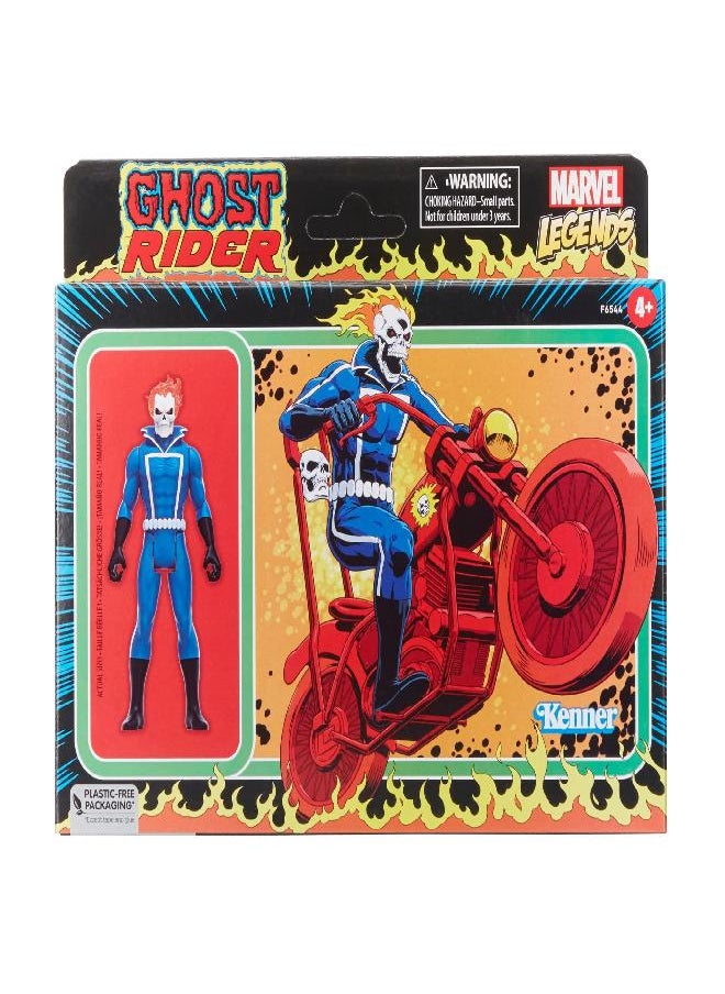 Marvel Legends Series Retro 375 Collection Ghost Rider 3.75-Inch Collectible Action Figures, Toys for Ages 4 and Up, Includes Vehicle