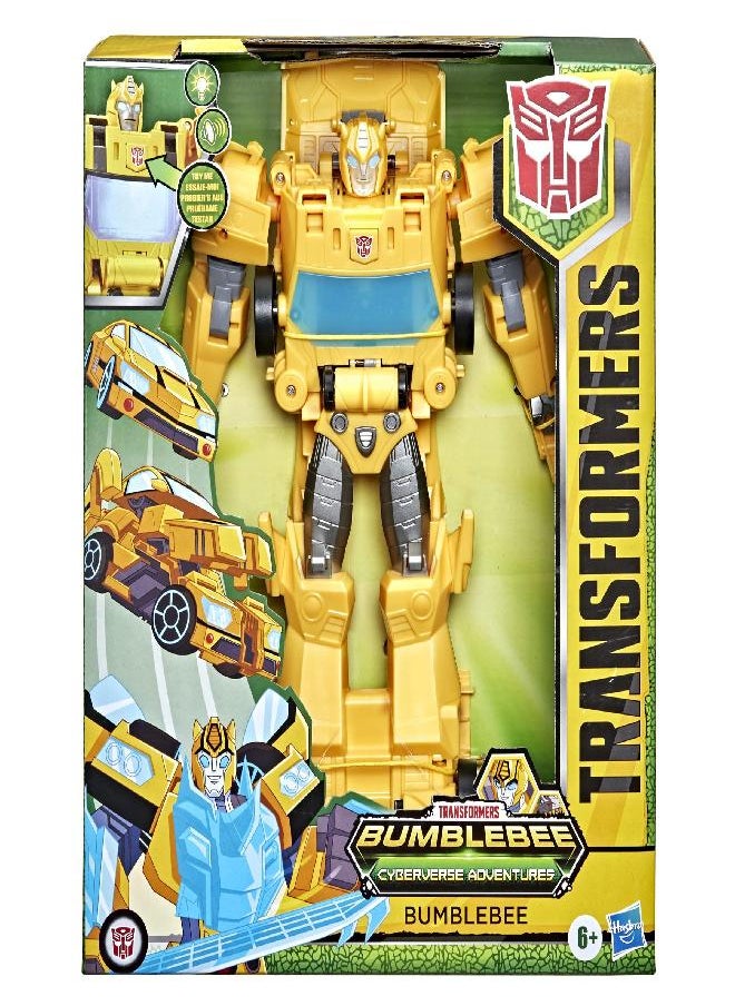 Transformers Toys Bumblebee Cyberverse Adventures Dinobots Unite Roll N’ Change Bumblebee Push-to-Convert Action Figure, 6 and Up, 10-inch, Yellow