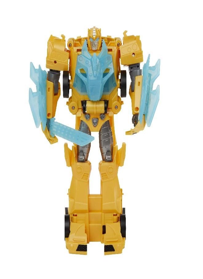 Transformers Toys Bumblebee Cyberverse Adventures Dinobots Unite Roll N’ Change Bumblebee Push-to-Convert Action Figure, 6 and Up, 10-inch, Yellow