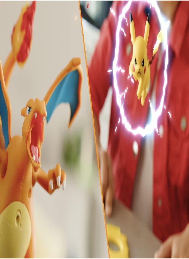 Pokemon Charizard Deluxe Feature Figure - Includes 7-inch Interactive Figure Plus 2-inch Pikachu Figure with Figure Launcher - Authentic Details