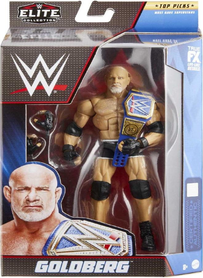 Mattel WWE Goldberg Top Picks Elite Collection Action Figure with Universal Championship, 6-inch Posable Collectible Gift for WWE Fans Ages 8 Years Old & Up