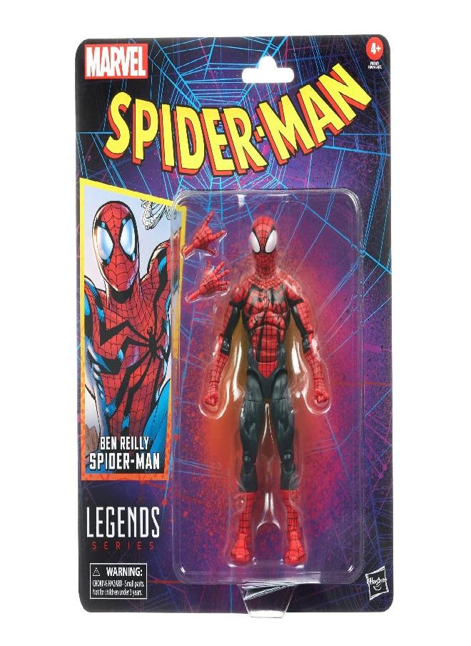 Marvel Legends Series Ben Reilly Spider-Man, Spider-Man Legends Collectible 6 Inch Action Figures, 2 Accessories