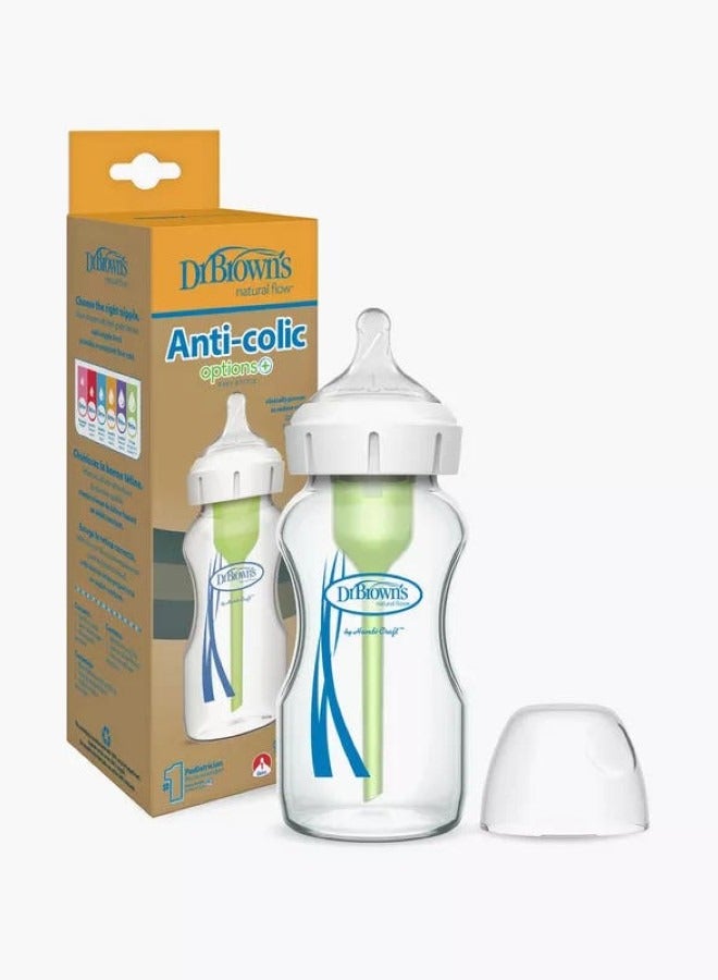 Options Plus Wide Neck Glass Feeding Bottle 270 ML