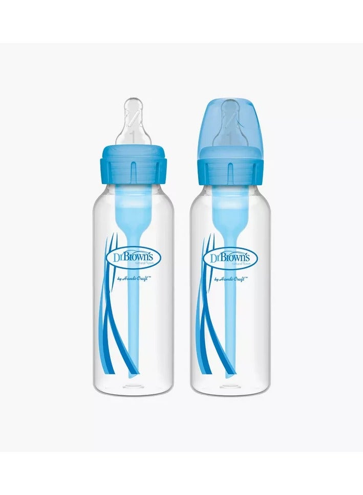 Options Plus Natural Flow Anti-Colic Narrow Baby Bottles 250ML Blue