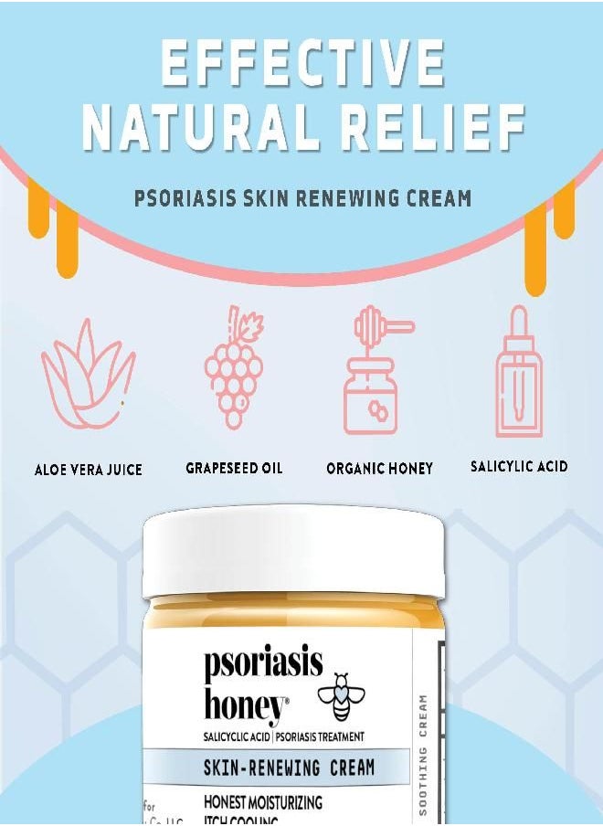 PSORIASIS HONEY Skin-Renewing Cream - Psoriasis Cream for Dry Skin - Daily Ointment & Moisturizer for Eczema Or Sensitive Skin - Psoriasis Lotion for Itchy Skin Relief (4oz)