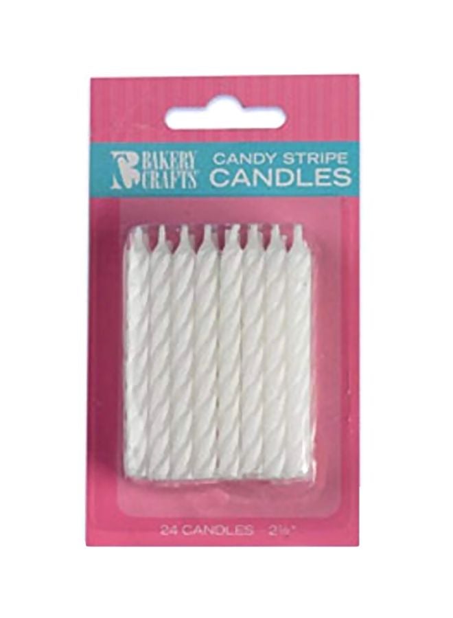 24-Piece Candy Stripe Birthday Candles BC C-770W 2.5inch