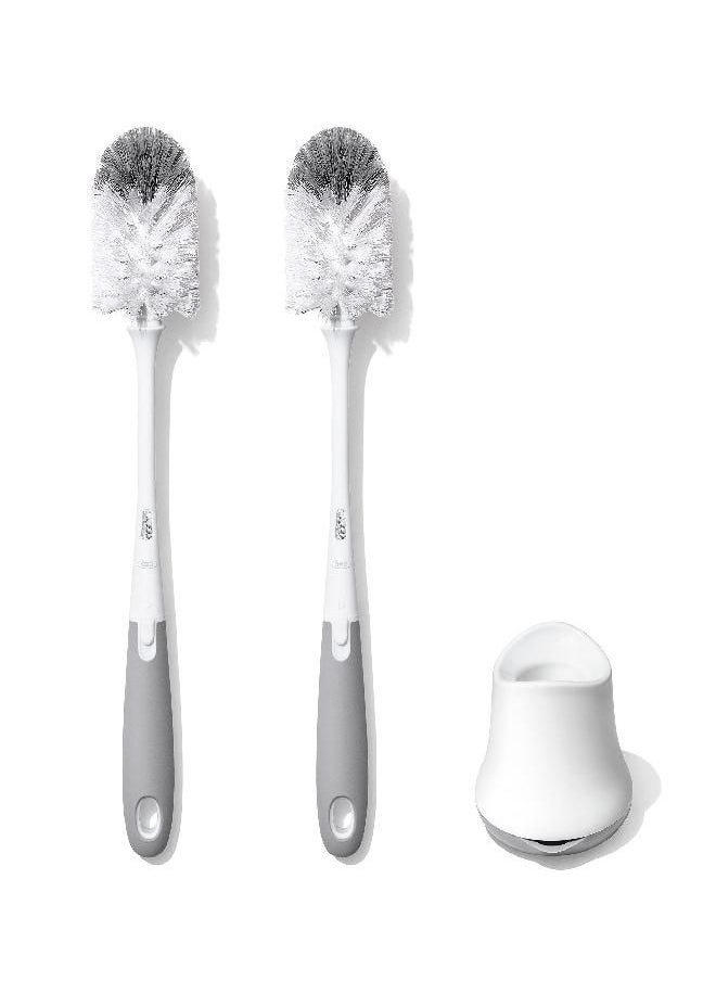 OXO Tot Bottle Brush with Nipple Cleaner and Stand - Gray, 2-Pack