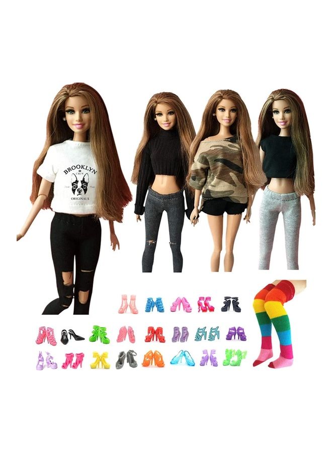 30-Piece Doll Outfits Set With Shoes And Stockings Set