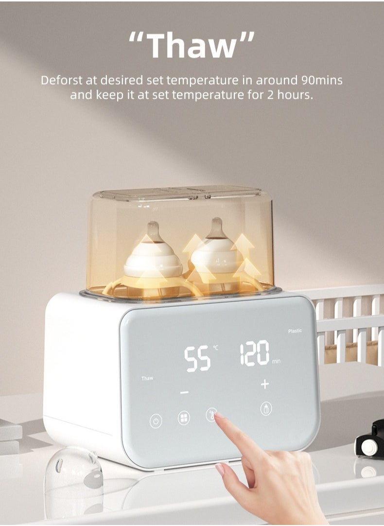 Baby Bottle Warmer,10-in-1 Fast Bottle Warmer Accurate Temp Control, with LCD Display, Timer, Defrost, Sterili-zing, Keep 24H, Double Bottle Warmer for Breastmilk& Formula, Heat Baby Food