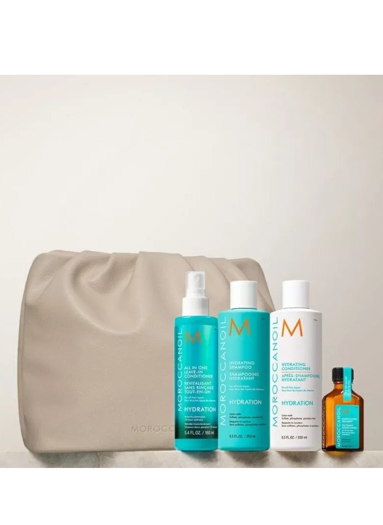 Moroccanoil Hydration Holiday Set 2024, Moroccanoil Treatment 25 ml, Hydrating shampoo 250 ml, Hydrating balm 250 ml, All in One Leave-in Conditioner Mist 160 ml