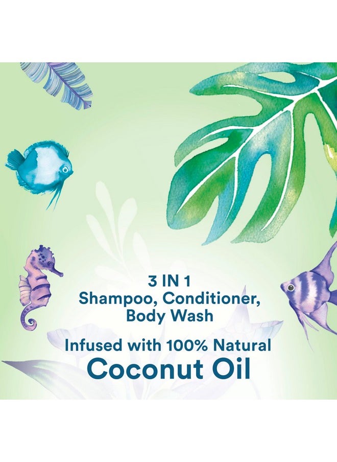 Kids Natural Coconut Oil 3-In-1 Tear Free, Body Wash, Shampoo And Conditioners, No Sulfates, No Parabens, No Silicones, No Dyes, 16.5 Oz Pack Of 4