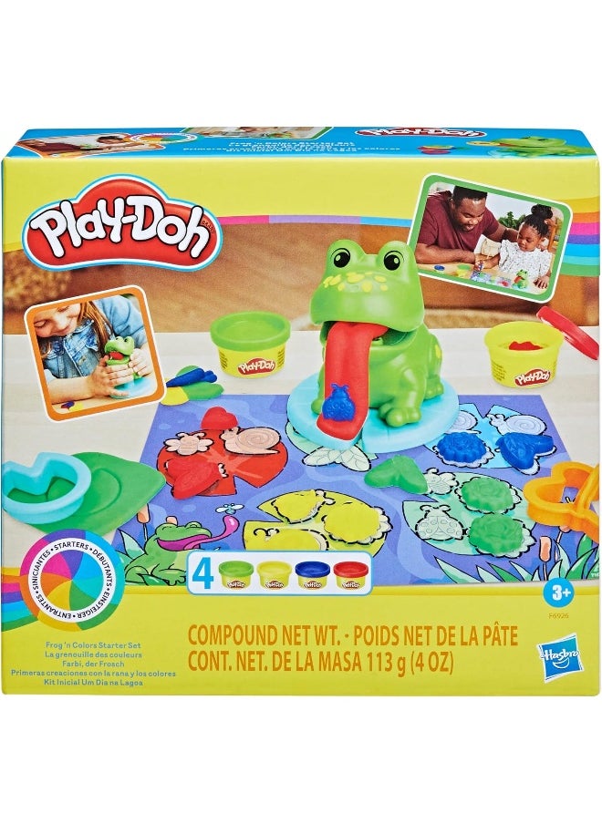 Play-Doh Frog ‘n Colors Starter Set with Playmat, Preschool Toys for 3 Year Old Girls & Boys & Up, Preschool Crafts Frog Toy & 4 Modeling Compound Colors
